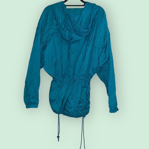 Vintage 90s Teal Plus Size Windbreaker, drawstring waist - Picture 3 of 5